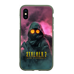 Чехол iPhone XS Max матовый Stalker 2 радиоактивный дым, цвет: 3D-темно-зеленый