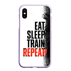 Чехол iPhone XS Max матовый Eat sleep train repeat, цвет: 3D-светло-сиреневый