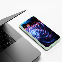 Чехол iPhone XS Max матовый Оптический фрактальный узор текстура, цвет: 3D-салатовый — фото 2