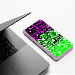 Чехол iPhone XS Max матовый Fortnite краски кислота, цвет: 3D-сиреневый — фото 2