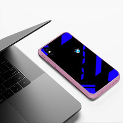 Чехол iPhone XS Max матовый BMW blue geometry, цвет: 3D-розовый — фото 2