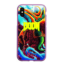 Чехол iPhone XS Max матовый Doom monster mars, цвет: 3D-фиолетовый