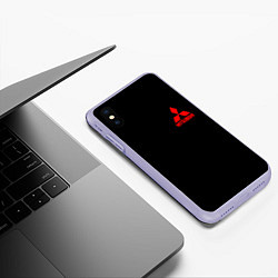 Чехол iPhone XS Max матовый Mitsubishi logo, цвет: 3D-светло-сиреневый — фото 2