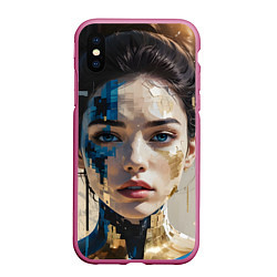 Чехол iPhone XS Max матовый Art портрет, цвет: 3D-малиновый