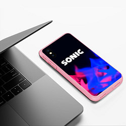 Чехол iPhone XS Max матовый Sonic neon flame, цвет: 3D-баблгам — фото 2