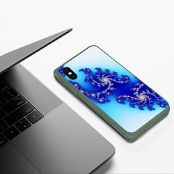 Чехол iPhone XS Max матовый Психоделика холодный узоры, цвет: 3D-темно-зеленый — фото 2