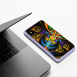 Чехол iPhone XS Max матовый Фрактальный оптический узор в цвете, цвет: 3D-светло-сиреневый — фото 2