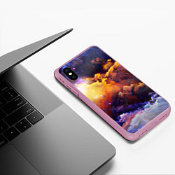 Чехол iPhone XS Max матовый Абстрактные космические краски, цвет: 3D-розовый — фото 2