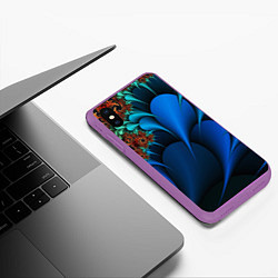 Чехол iPhone XS Max матовый Фрактальный узор голубой, цвет: 3D-фиолетовый — фото 2