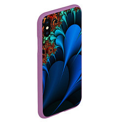 Чехол iPhone XS Max матовый Фрактальный узор голубой, цвет: 3D-фиолетовый — фото 2