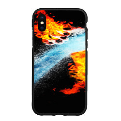 Чехол iPhone XS Max матовый Огонь и вода столкновение, цвет: 3D-черный