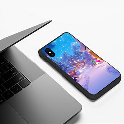 Чехол iPhone XS Max матовый Сказочный новогодний дворик, цвет: 3D-черный — фото 2