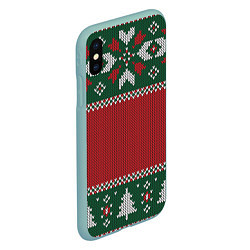 Чехол iPhone XS Max матовый Knitted Christmas Pattern, цвет: 3D-мятный — фото 2