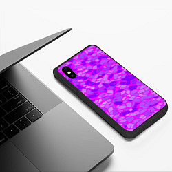 Чехол iPhone XS Max матовый Фиолетовые плитки на розовом фоне, цвет: 3D-черный — фото 2