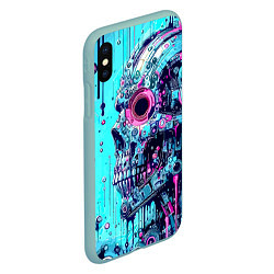 Чехол iPhone XS Max матовый Cyber skull - blots sketch, цвет: 3D-мятный — фото 2