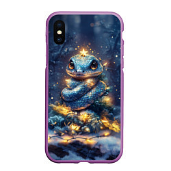 Чехол iPhone XS Max матовый Змея елочка, цвет: 3D-фиолетовый