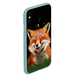 Чехол iPhone XS Max матовый Лиса с улыбкой, цвет: 3D-мятный — фото 2