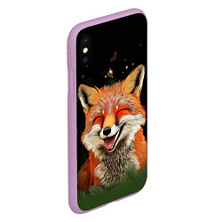 Чехол iPhone XS Max матовый Лиса с улыбкой, цвет: 3D-сиреневый — фото 2