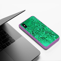 Чехол iPhone XS Max матовый Зелёный симбионт абстракция, цвет: 3D-фиолетовый — фото 2