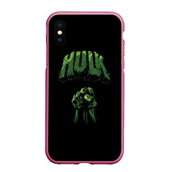 Чехол iPhone XS Max матовый Hulk punch, цвет: 3D-малиновый