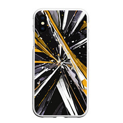 Чехол iPhone XS Max матовый Чёрно-жёлто-белая абстракция, цвет: 3D-белый