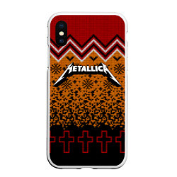 Чехол iPhone XS Max матовый Metallica christmas ugly sweater, цвет: 3D-белый