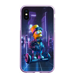 Чехол iPhone XS Max матовый Bart Simpson on a gyro scooter - ai art, цвет: 3D-сиреневый