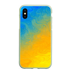 Чехол iPhone XS Max матовый Желто голубой градиент, цвет: 3D-салатовый