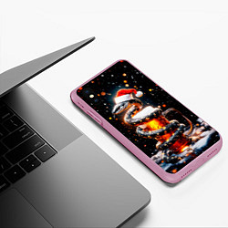 Чехол iPhone XS Max матовый Змея с кружкой пива на Новый год, цвет: 3D-розовый — фото 2