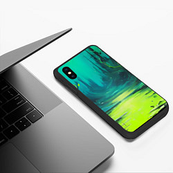 Чехол iPhone XS Max матовый Зелёная кислотная абстракция, цвет: 3D-черный — фото 2