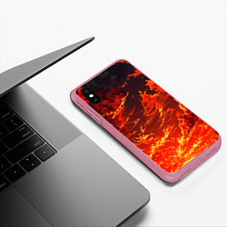 Чехол iPhone XS Max матовый Багровый огненный закат, цвет: 3D-малиновый — фото 2