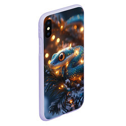 Чехол iPhone XS Max матовый Змея и золотые огоньки, цвет: 3D-светло-сиреневый — фото 2