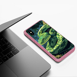 Чехол iPhone XS Max матовый Змея на дереве, цвет: 3D-малиновый — фото 2