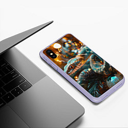 Чехол iPhone XS Max матовый Праздничный змей, цвет: 3D-светло-сиреневый — фото 2