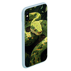 Чехол iPhone XS Max матовый Змея в траве, цвет: 3D-голубой — фото 2