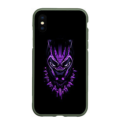 Чехол iPhone XS Max матовый Black Panther head, цвет: 3D-темно-зеленый