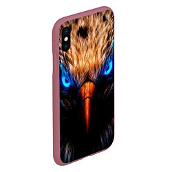 Чехол iPhone XS Max матовый Орел с неоновыми глазами, цвет: 3D-малиновый — фото 2