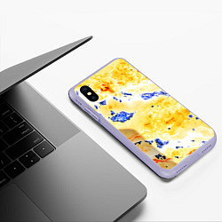 Чехол iPhone XS Max матовый Сине-золотая абстракция, цвет: 3D-светло-сиреневый — фото 2