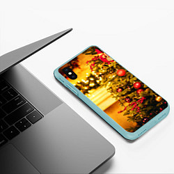 Чехол iPhone XS Max матовый Новогодняя наряженная ёлка, цвет: 3D-мятный — фото 2