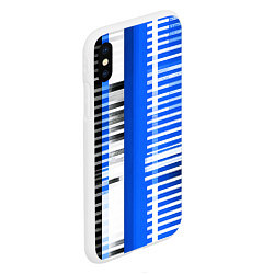 Чехол iPhone XS Max матовый White stripes on a black and blue background, цвет: 3D-белый — фото 2