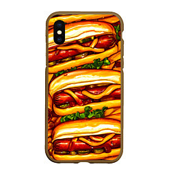 Чехол iPhone XS Max матовый Хот-доги, цвет: 3D-коричневый