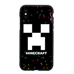 Чехол iPhone XS Max матовый Minecraft конфети, цвет: 3D-черный