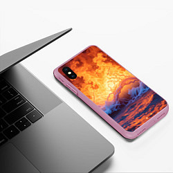 Чехол iPhone XS Max матовый Стихия огня и воды, цвет: 3D-розовый — фото 2