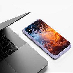 Чехол iPhone XS Max матовый Брызги воды и огня, цвет: 3D-светло-сиреневый — фото 2