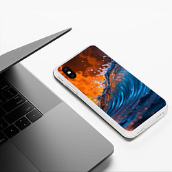 Чехол iPhone XS Max матовый Волна и огонь, цвет: 3D-белый — фото 2