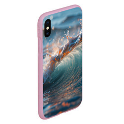 Чехол iPhone XS Max матовый Волна и блики солнца, цвет: 3D-розовый — фото 2