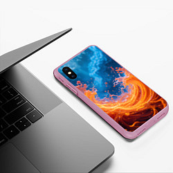 Чехол iPhone XS Max матовый Яркое пламя в воде, цвет: 3D-розовый — фото 2