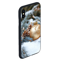 Чехол iPhone XS Max матовый Золотой новогодний шар, цвет: 3D-черный — фото 2