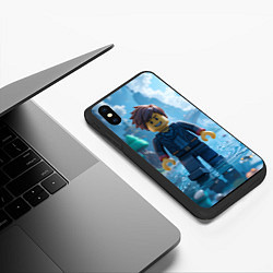 Чехол iPhone XS Max матовый Роблокс человек дождя, цвет: 3D-черный — фото 2