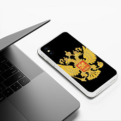 Чехол iPhone XS Max матовый Герб России: золото, цвет: 3D-белый — фото 2